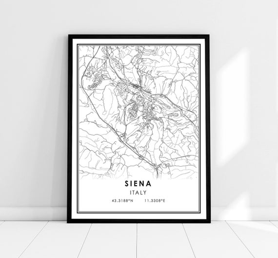 Siena Map Print, Italy City Travel Poster