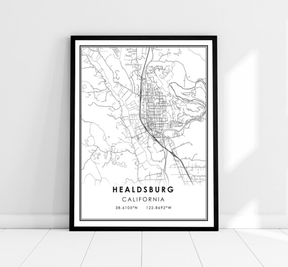 Healdsburg Map Print, Travel Poster