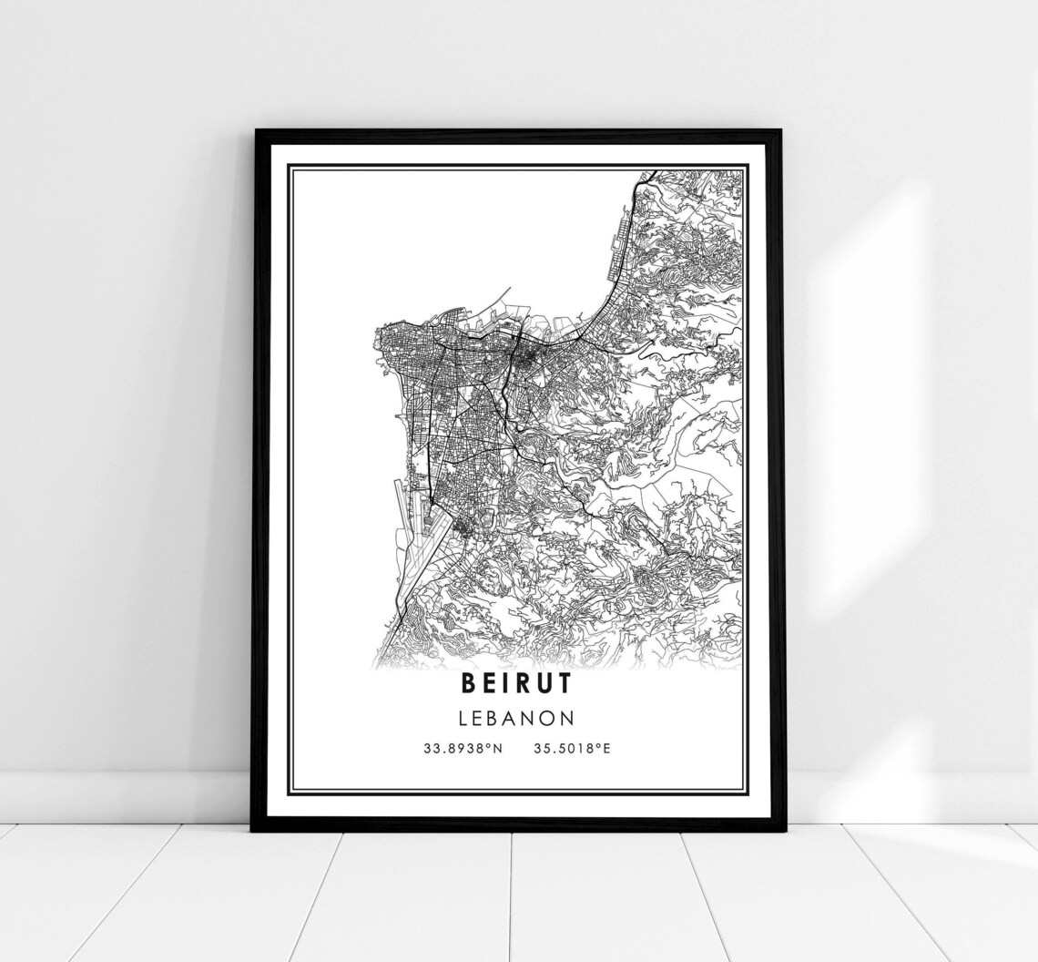 Beirut Map Art Print, Lebanon City Map
