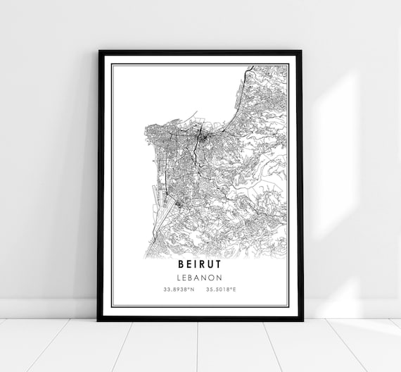 Beirut Map Art Print, Lebanon City Map