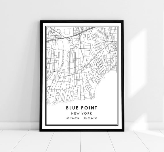 Blue Point Map, New York City Travel Poster