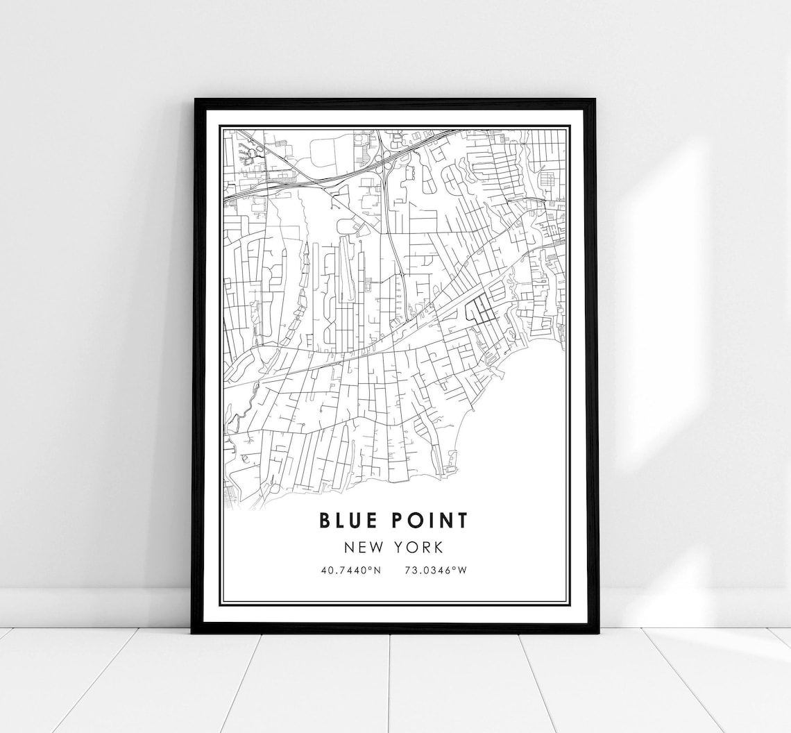 Blue Point Map, New York City Travel Poster