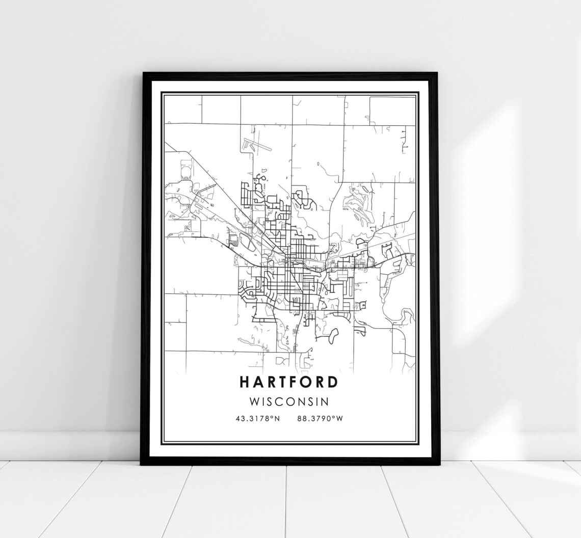 Hartford Map Print Poster, Wisconsin City