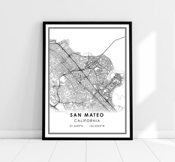 San Mateo Map Poster, City Travel Print