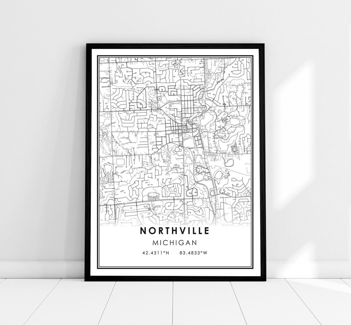 Northville Map Print, Michigan City Travel Poster