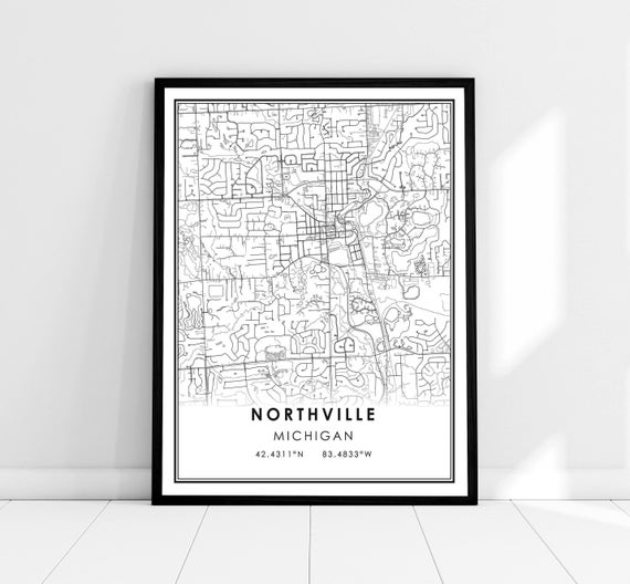 Northville Map Print, Michigan City Travel Poster