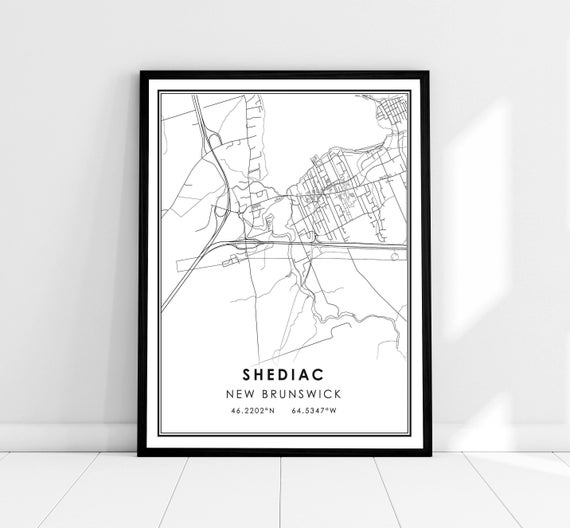 Shediac Map Travel Poster, New Brunswick City