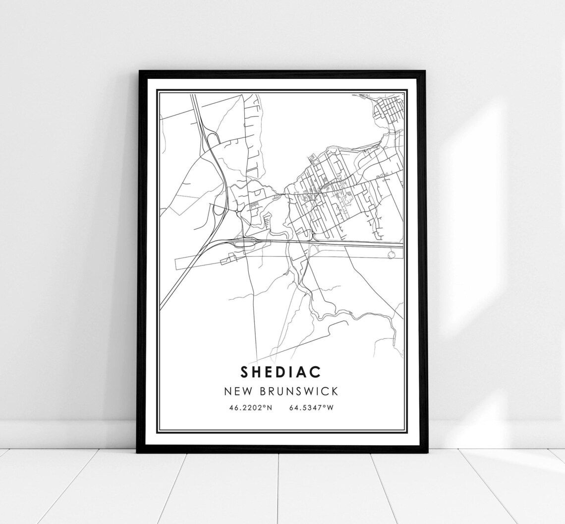 Shediac Map Travel Poster, New Brunswick City