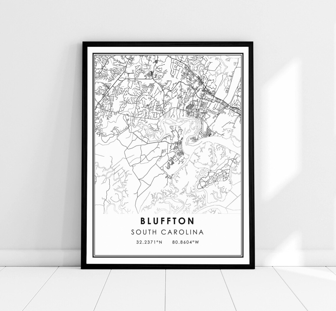 Bluffton South Carolina Map Poster Print