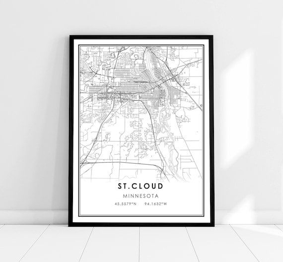 St Cloud Minnesota Minimalist Line Art City Map Travel Poster