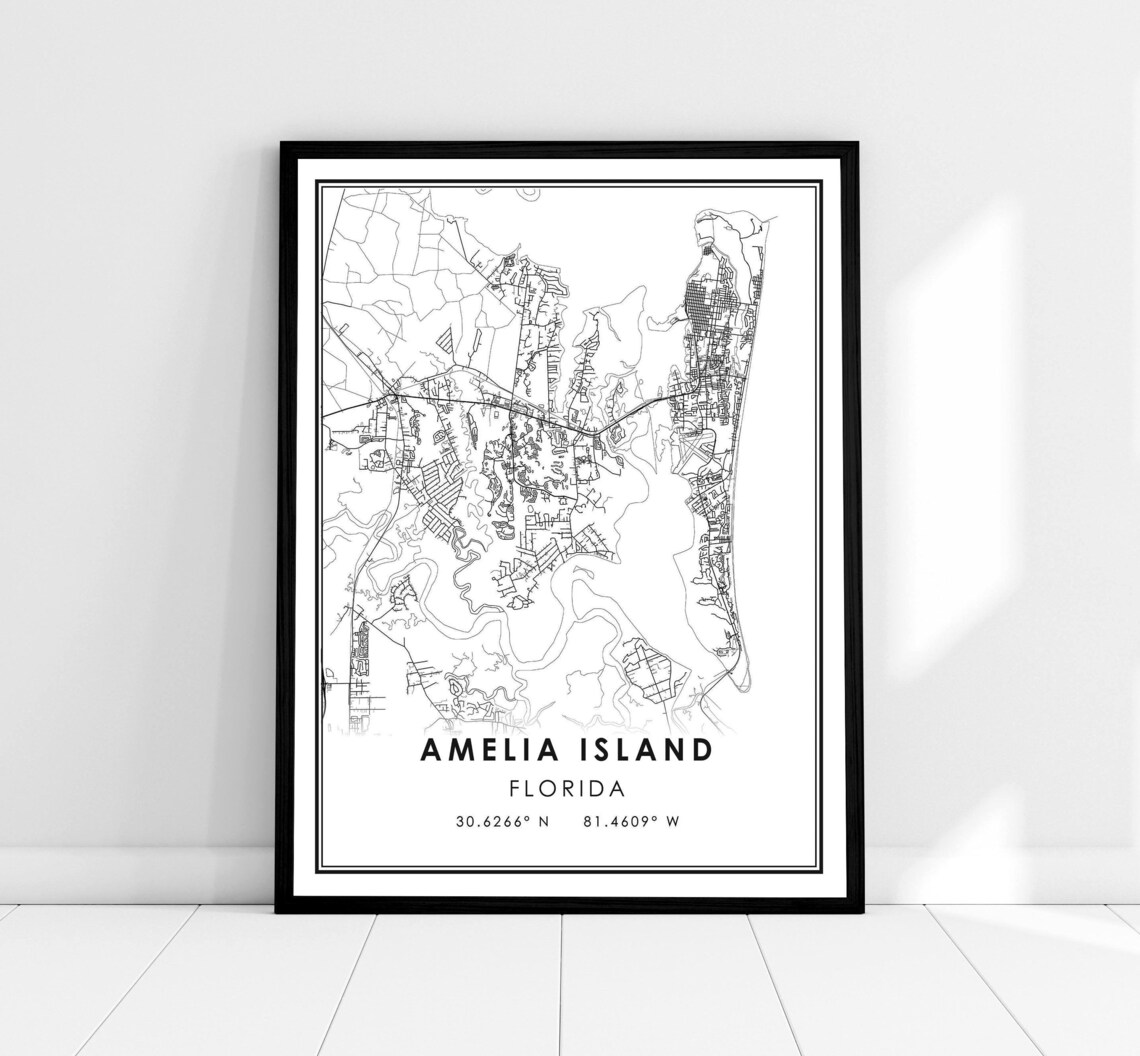 Amelia Island Map Print, Florida Travel Poster