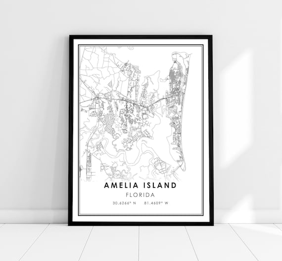 Amelia Island Map Print, Florida Travel Poster