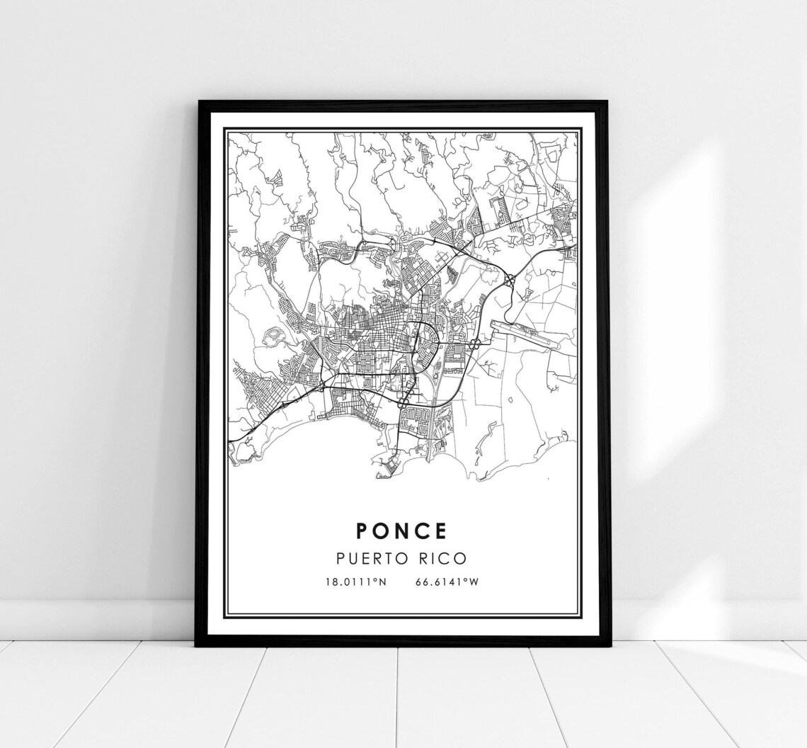 Ponce Map Print Poster, Puerto Rico Travel Map
