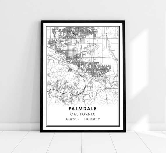 Palmdale California Minimalist City Street Map Line Art Poster