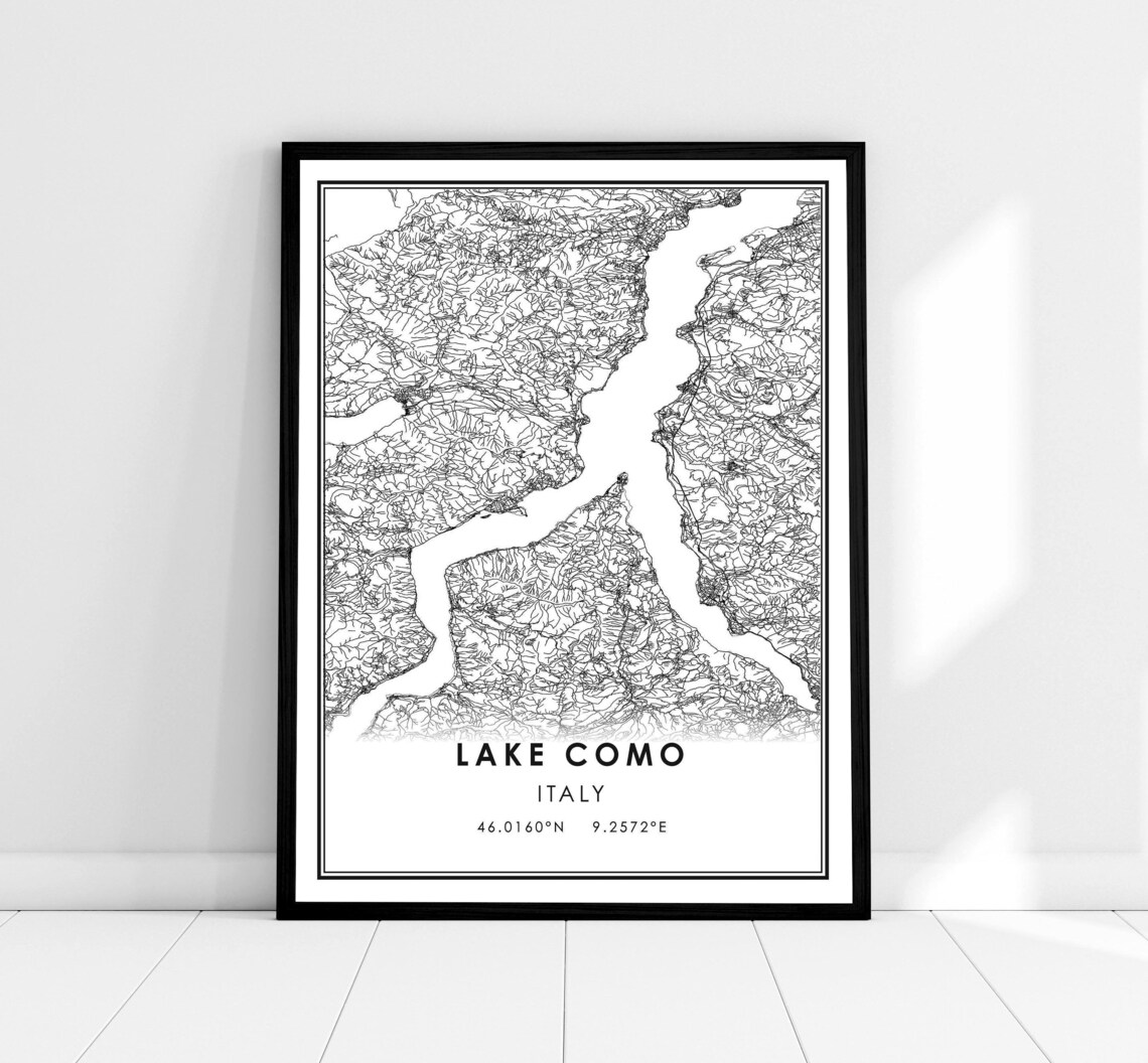 Lake Como Map Print, Italy Travel Poster