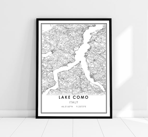 Lake Como Map Print, Italy Travel Poster