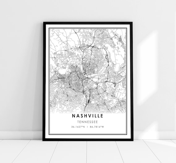 Nashville Map Print, Tennessee City Travel Poster