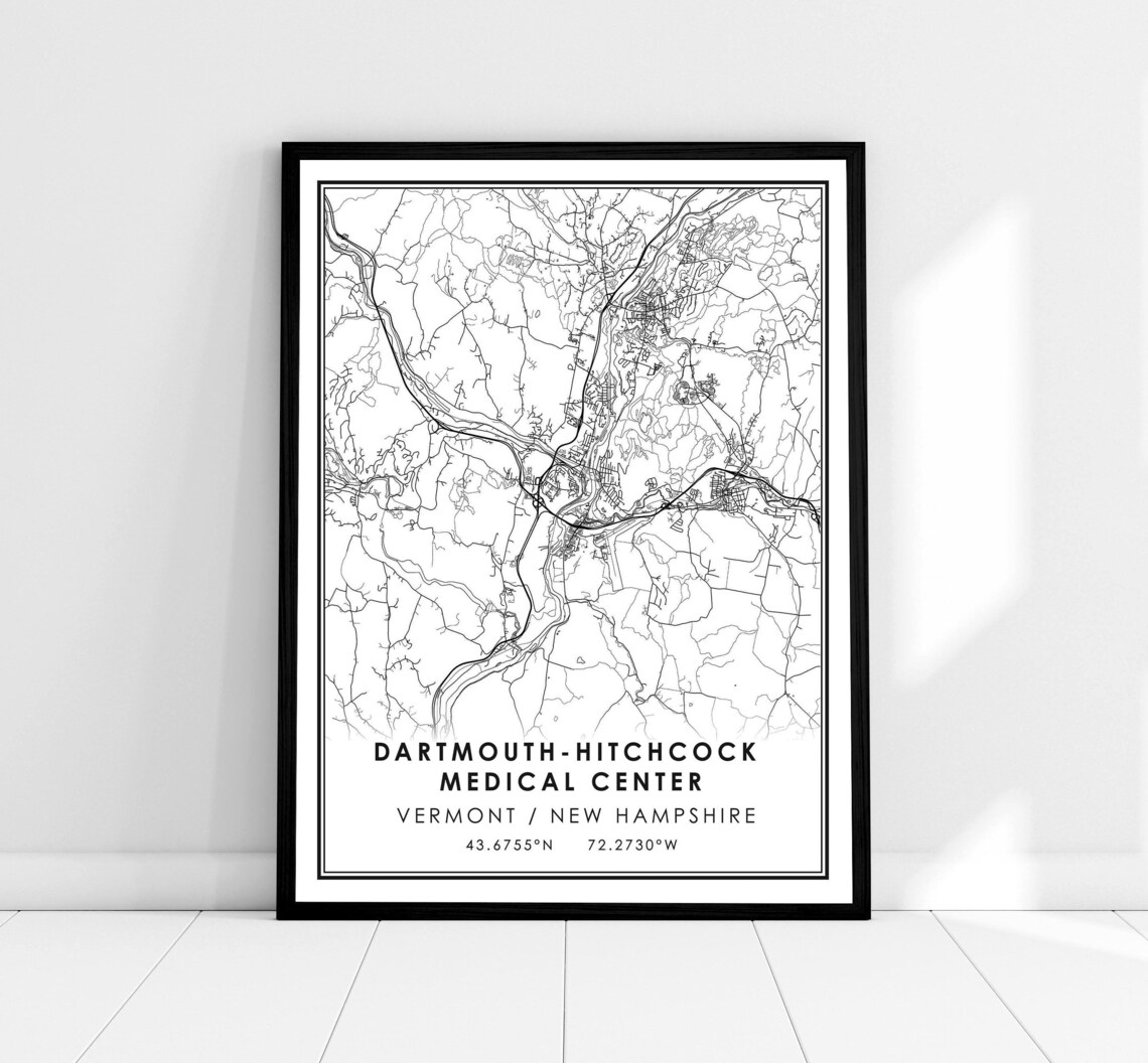 Dartmouth Hitchcock Medical Center Minimalist Line Art Street Map Poster