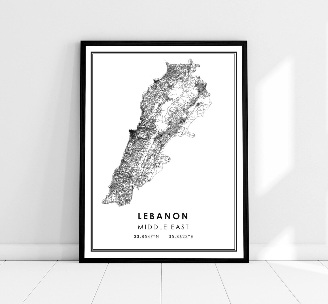 Lebanon Country Map Poster Print, Travel Map