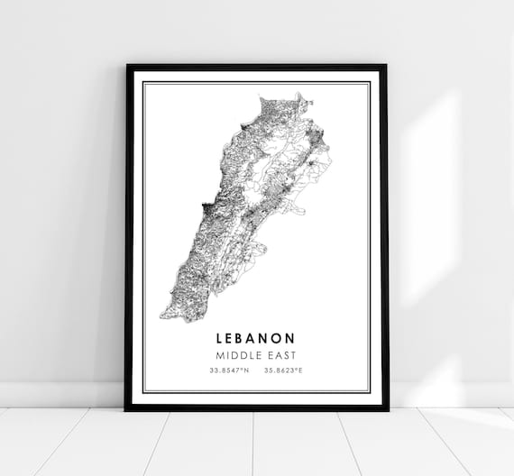 Lebanon Country Map Poster Print, Travel Map