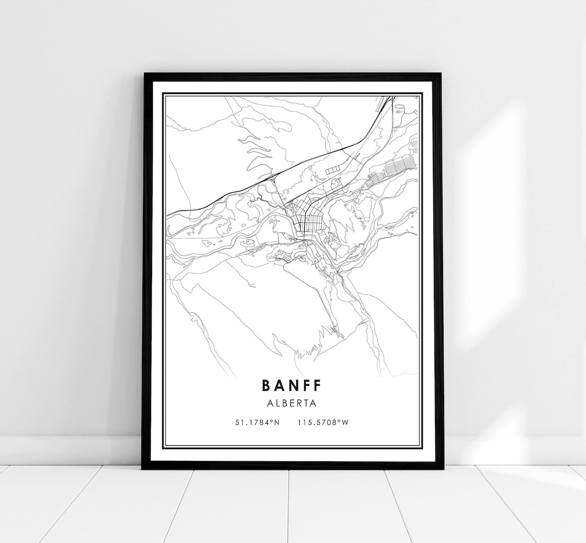 Banff Map Poster, Alberta Travel Wall Art Print