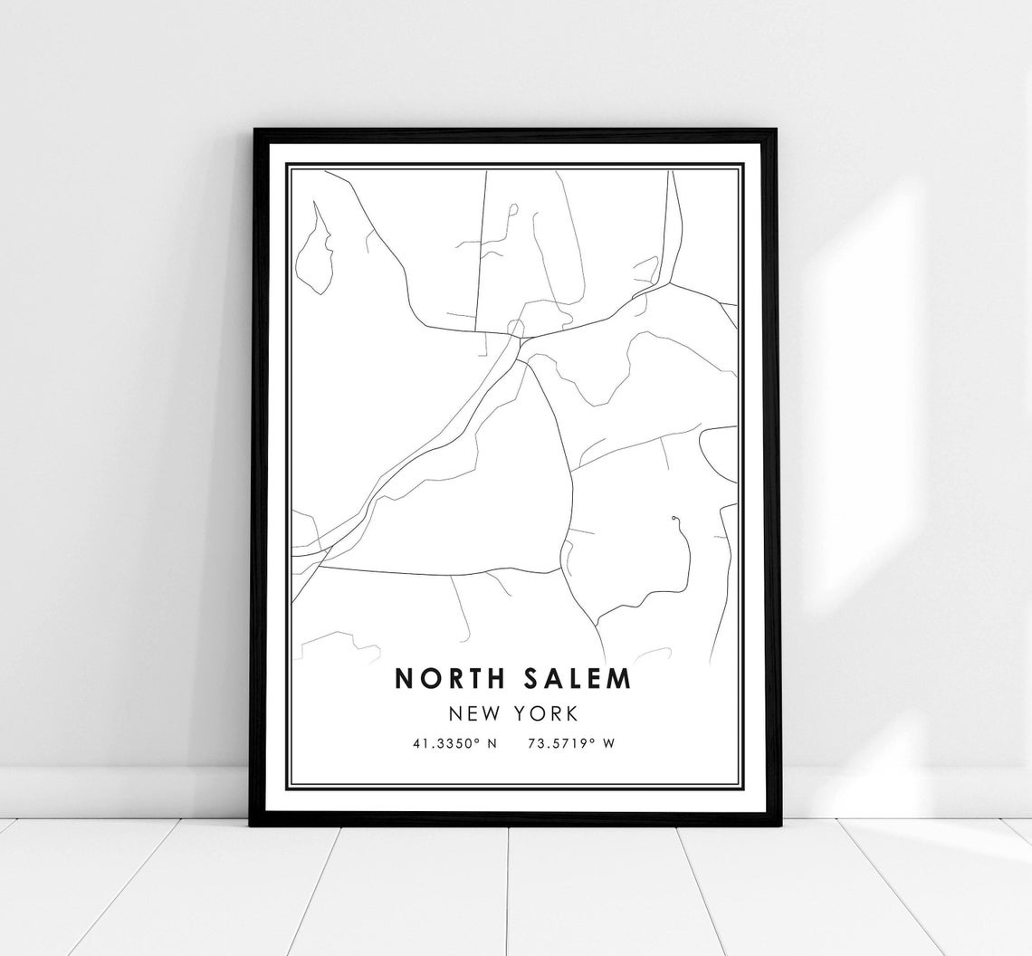 North Salem New York Minimalist Line Art City Map Coordinates Poster