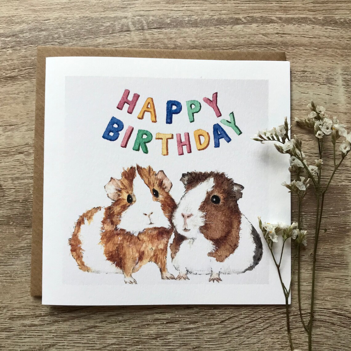 Guinea Pig Birthday Banner Card Poster Print
