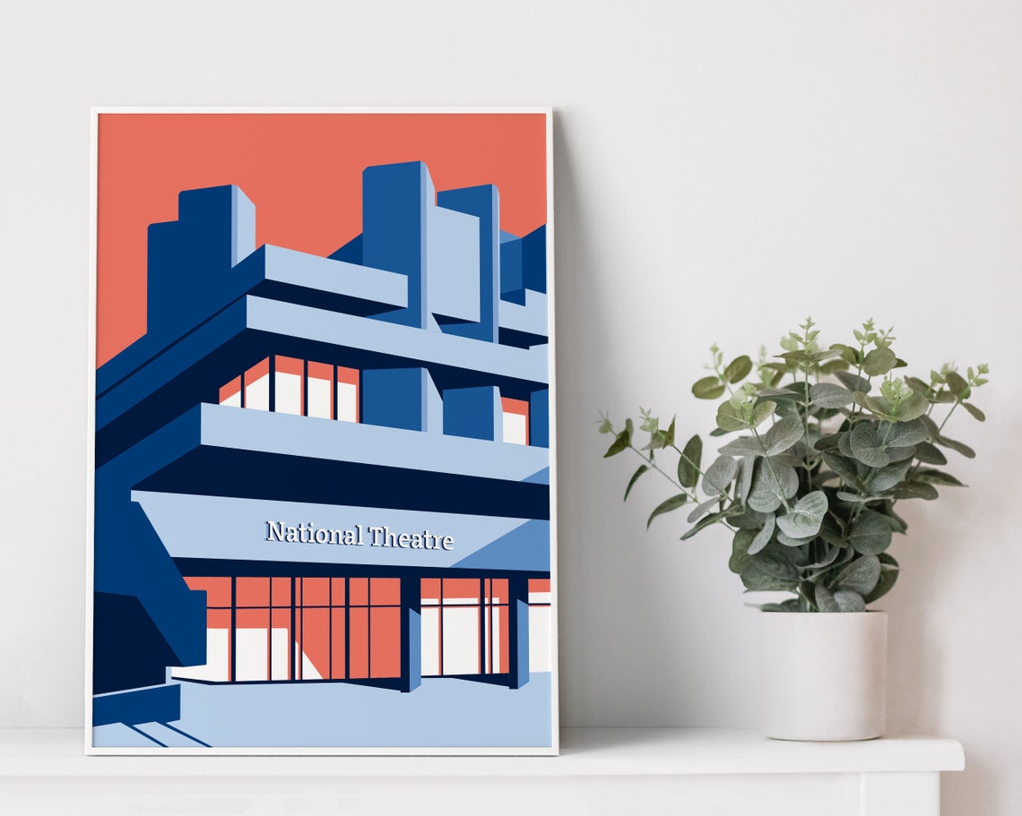 National Theatre London Brutalist Concrete Sunset Sky Poster - Image 2