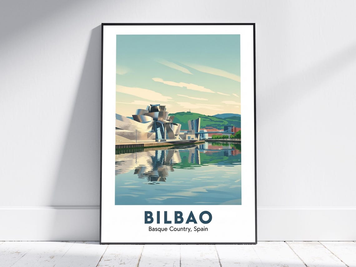Bilbao Basque Country Spain Guggenheim Museum River Travel Poster