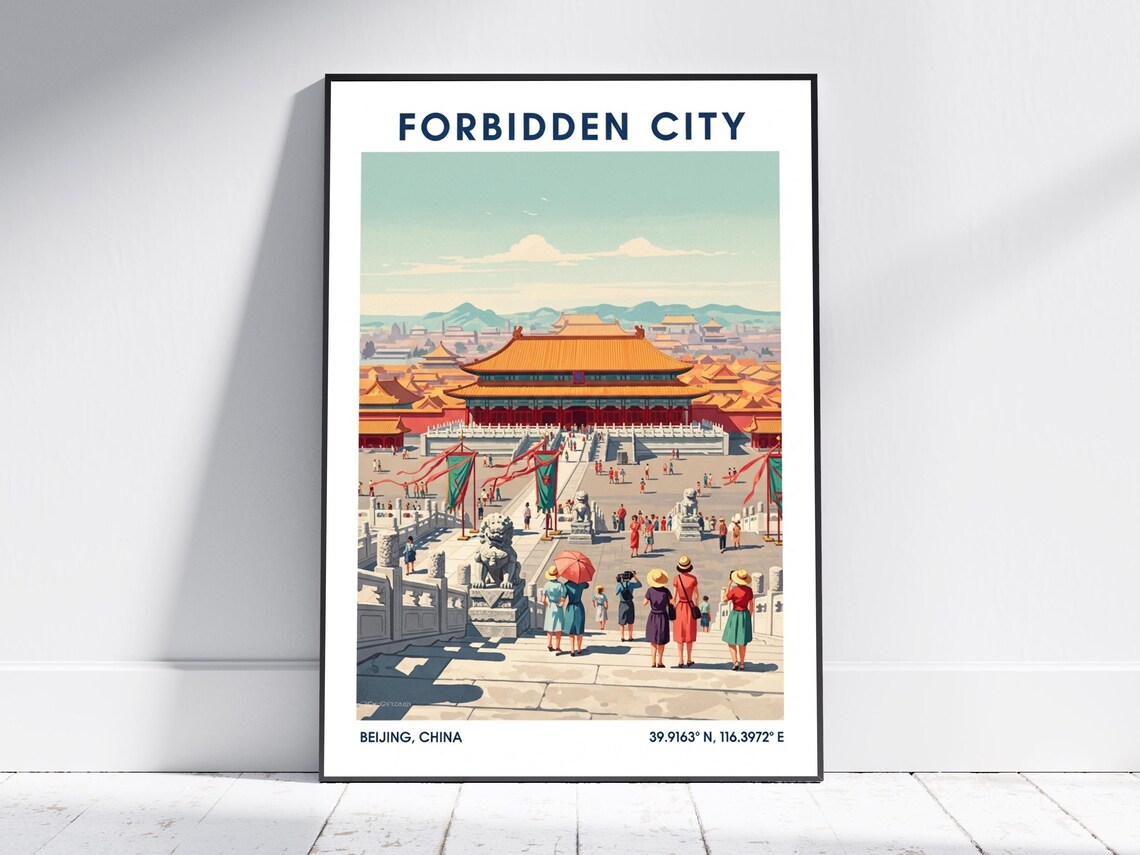 Forbidden City Beijing China Imperial Palace Vintage Travel Poster