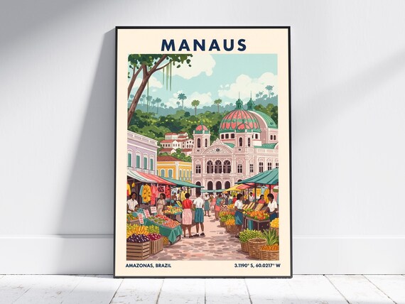 Manaus Amazonas Brazil Opera House Market Rainforest Travel Poster