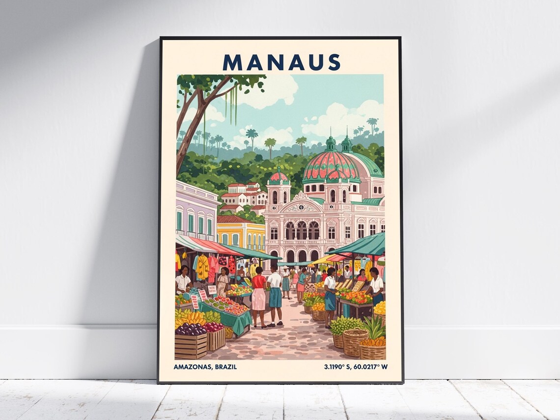 Manaus Amazonas Brazil Opera House Market Rainforest Travel Poster