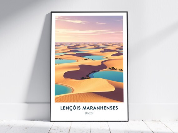 Retro Lençóis Maranhenses Brazil Dunes Lagoons Travel Poster