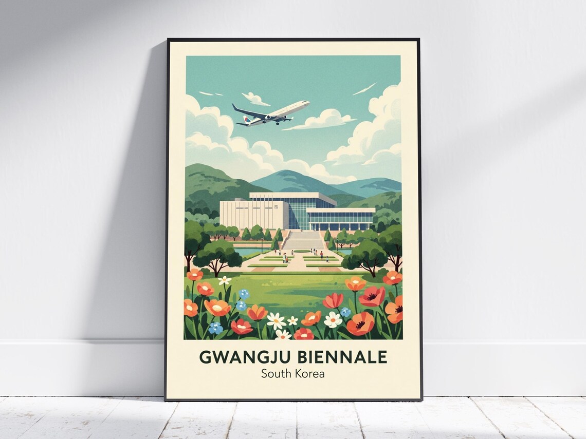 Gwangju Biennale South Korea Floral Festival Art Travel Poster