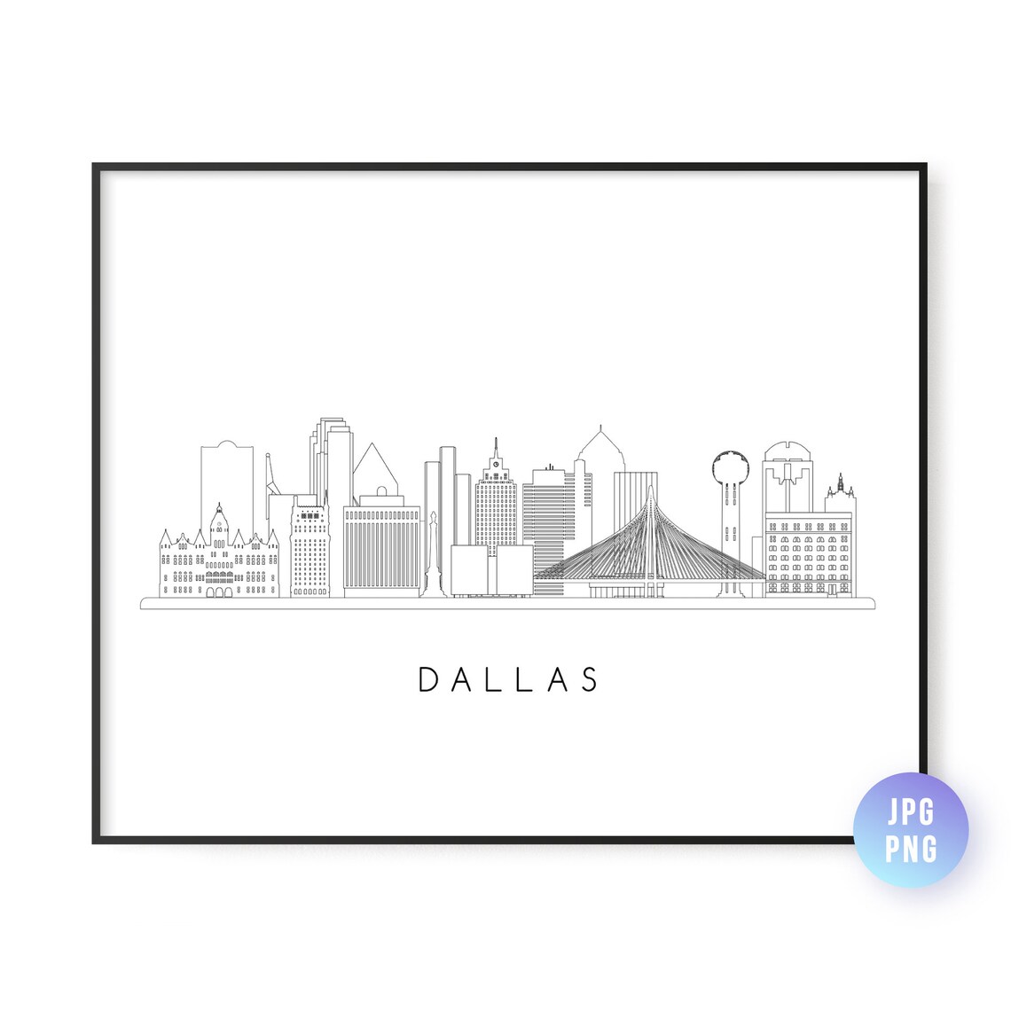 Dallas Skyline Line Art Art Print, Texas City