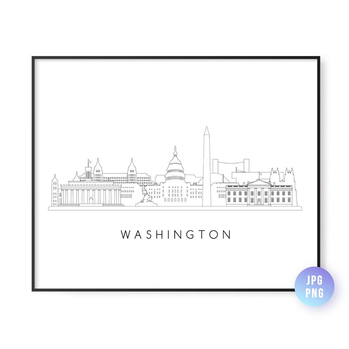 Washington DC Skyline Print, City Line Art