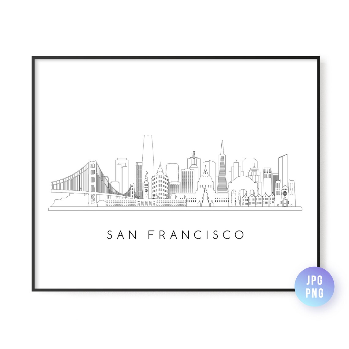 San Francisco Skyline Line Art Art Print