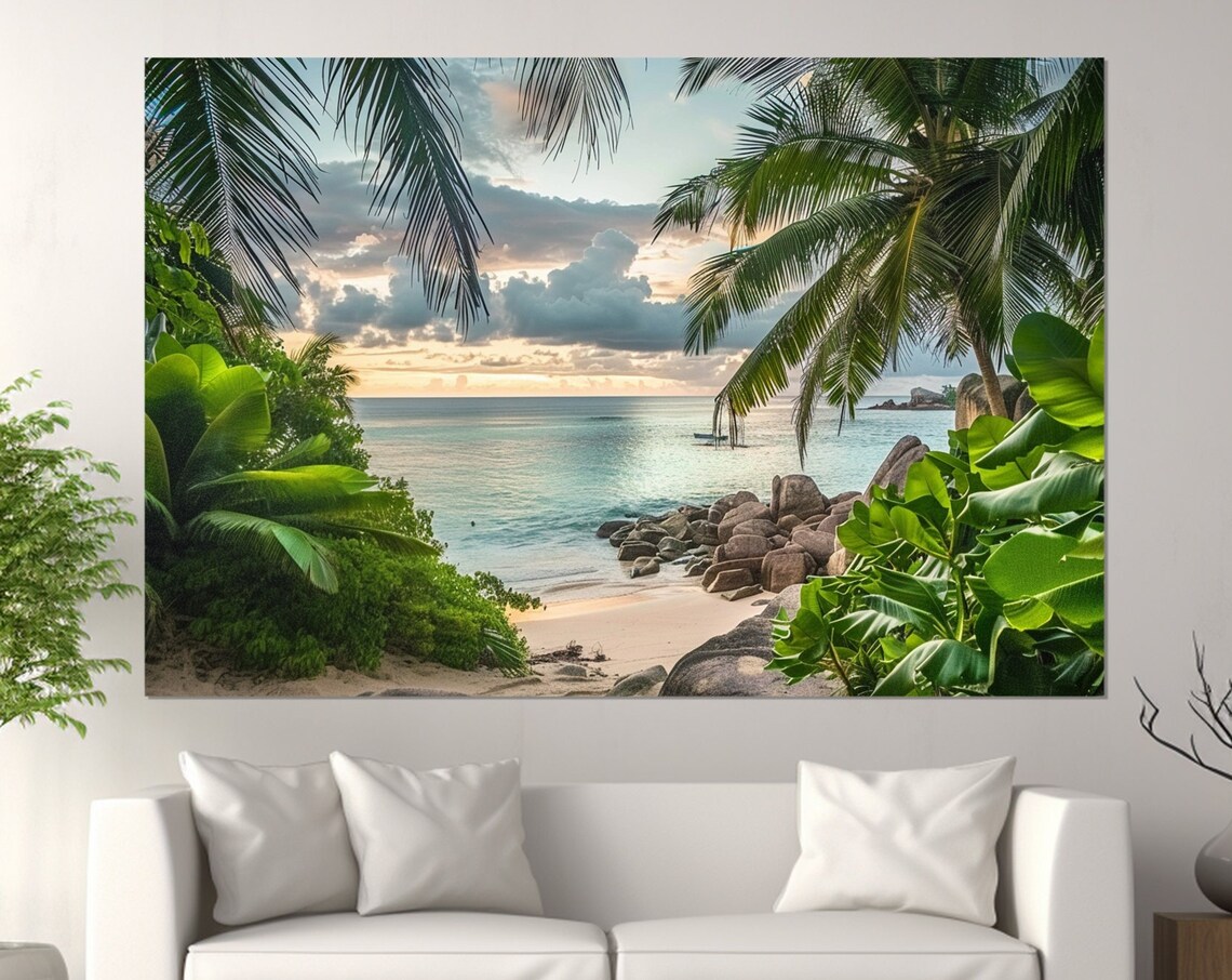 Tropical Palm Trees Art Print, Green Wall Decor