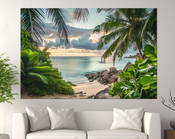 Tropical Palm Trees Art Print, Green Wall Decor