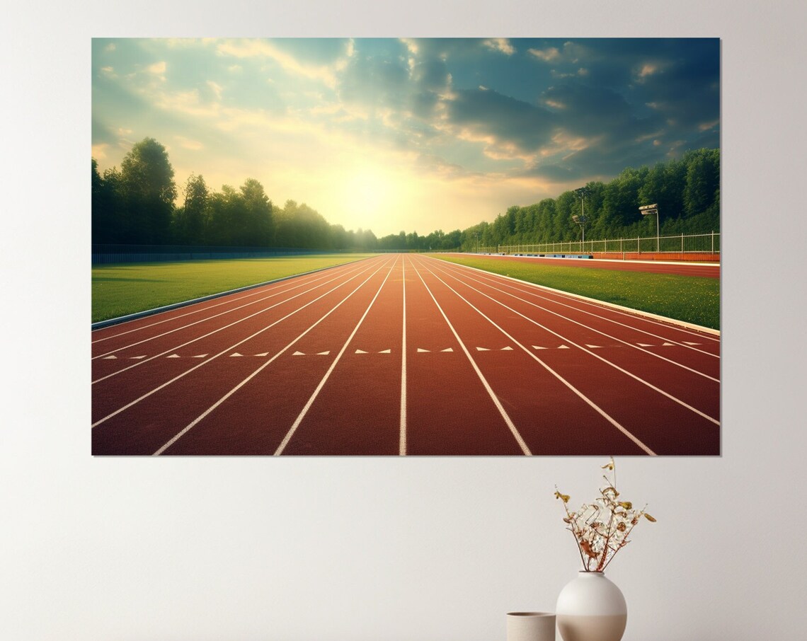 Running Track Abstract Poster, Runner Room Decor