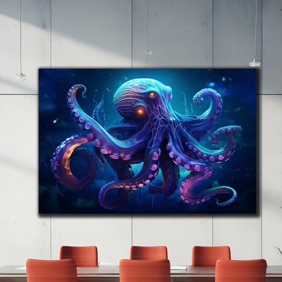 Magical Octopus Glass Art Octopus Wall Art Tempered Glass Wall Art Glass Printing Large Wall Art Octopus Wall Decor Art Wall Hangings