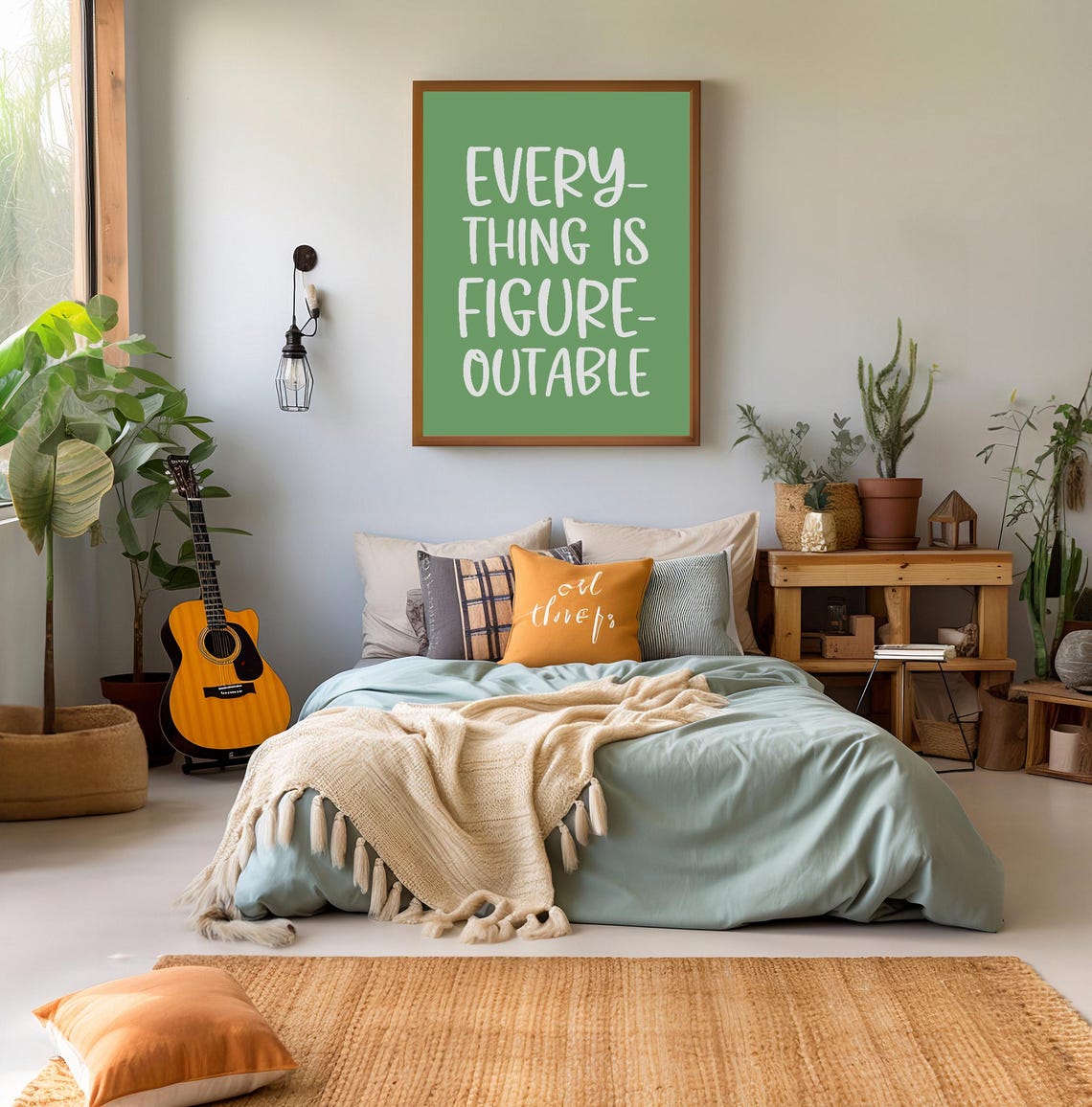 Everything Is Figureoutable Sage Green Hand Lettered Quote Poster - Image 2