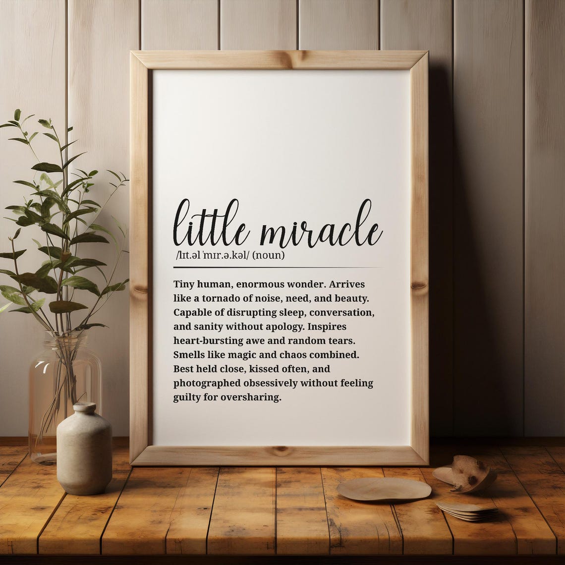 Little Miracle Definition Poster Baby Wall Art Nursery Decor Newborn Gift