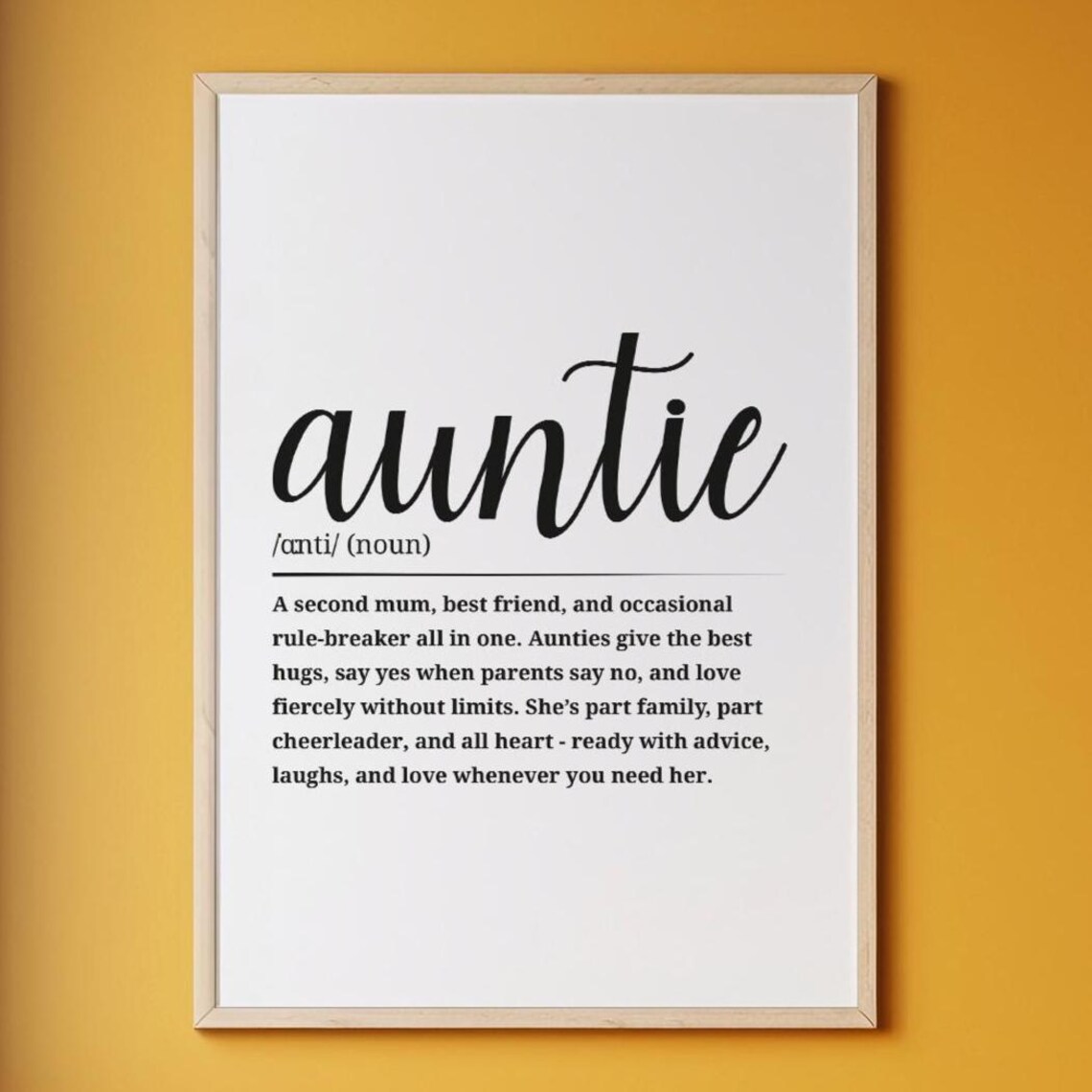 Auntie Definition Script Typography Family Word Art Quote Poster
