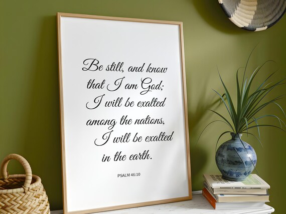 Psalm 4610 Wall Art Bible Verse Decor Inspirational Print Christian
