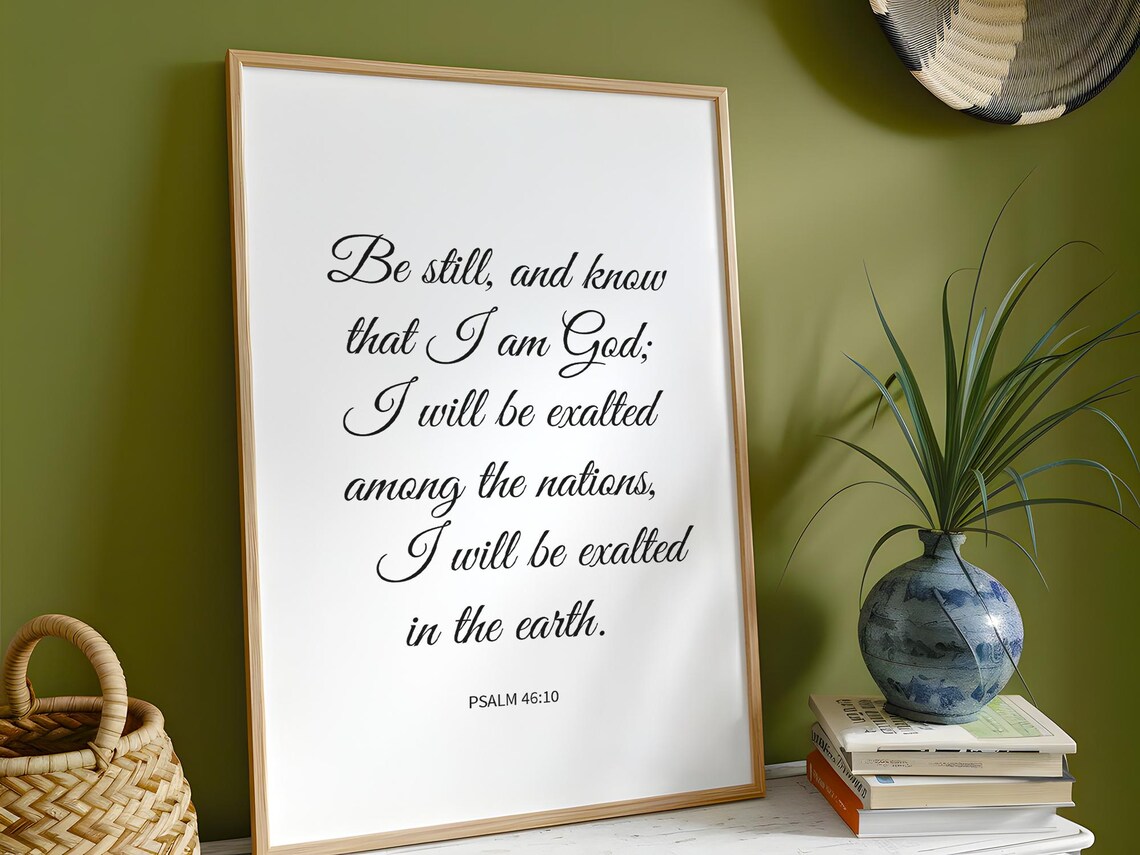 Psalm 4610 Wall Art Bible Verse Decor Inspirational Print Christian