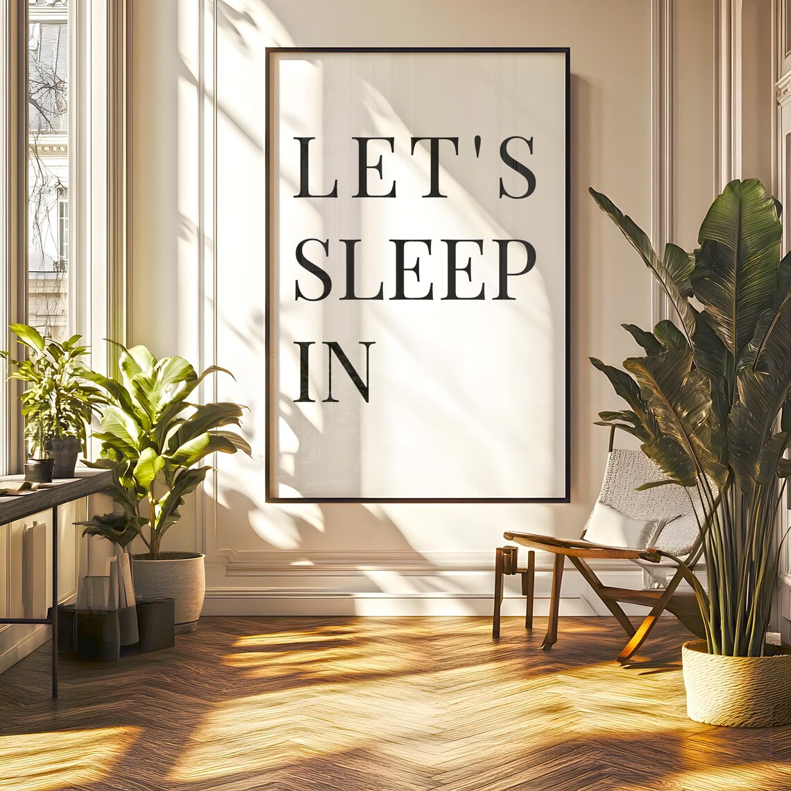 Let's Sleep In Bold Serif Typography Cozy Bedroom Quote Poster - Image 6