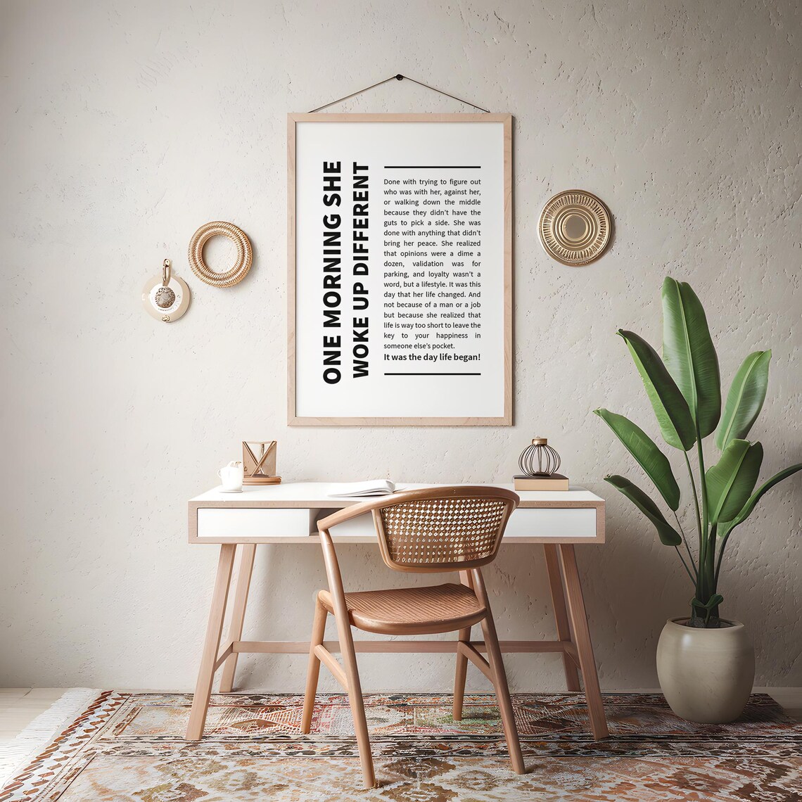 One Morning She Woke Up Different Minimalist Vertical Typography Poster - Image 5