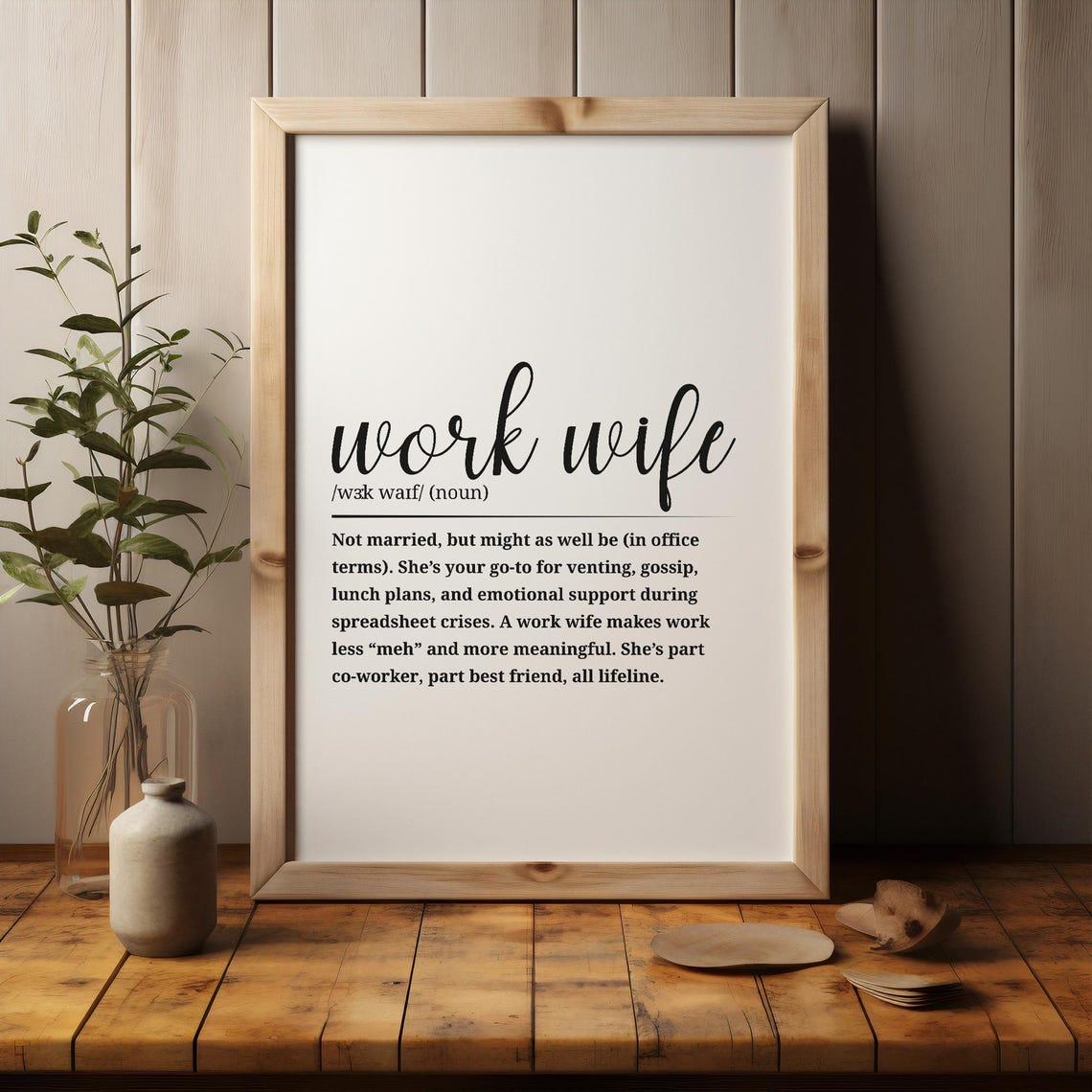 Work Wife Definition Script Typography Office Best Friend Gift Poster - Image 3