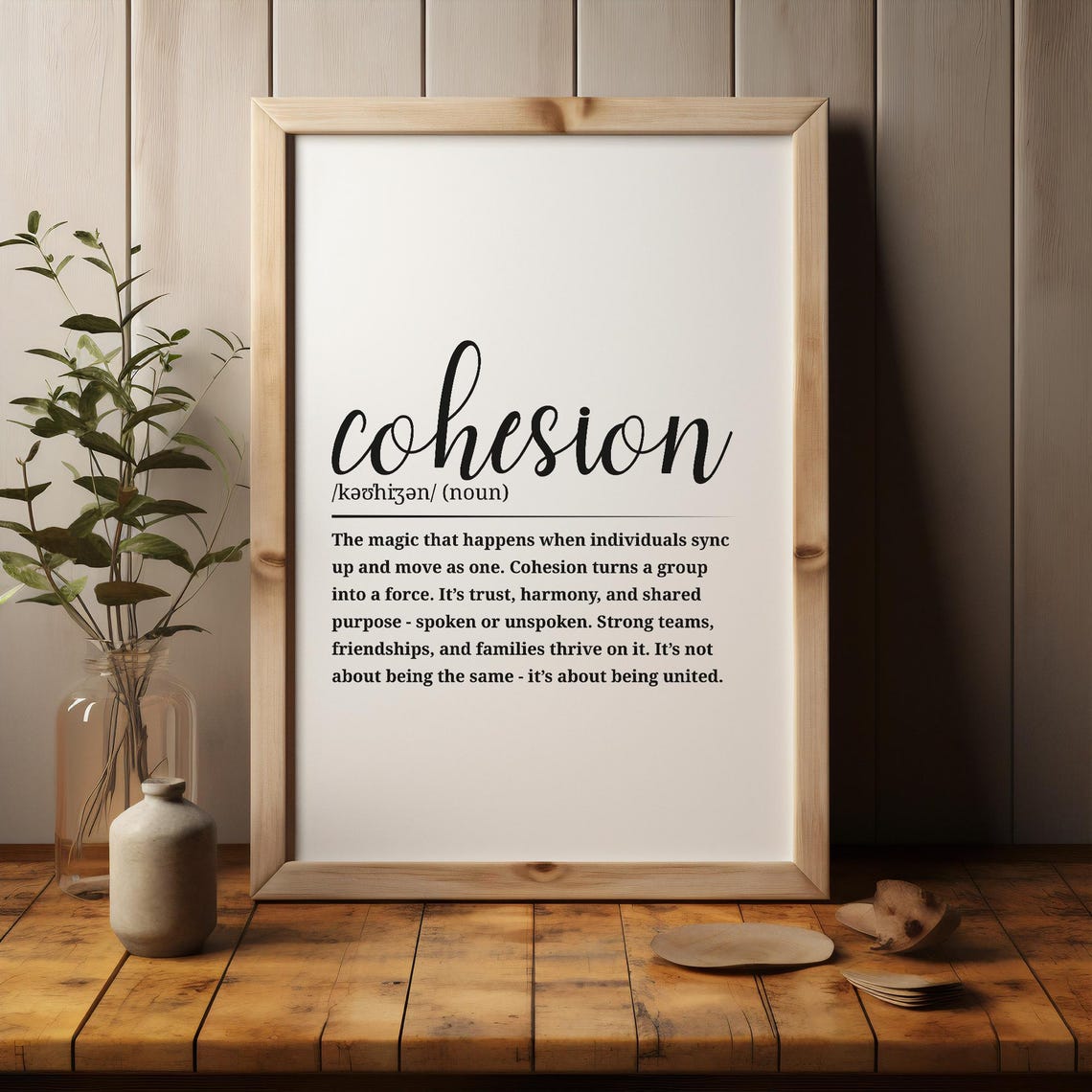 Cohesion Definition Typography Teamwork Trust Harmony Poster
